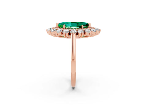 Rose gold Marquise Cut Halo Cluster Diamond Ring with Pave Band and Four-Prong Setting_2