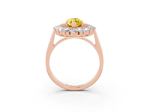 Rose gold Marquise Cut Halo Cluster Diamond Ring with Pave Band and Four-Prong Setting_3