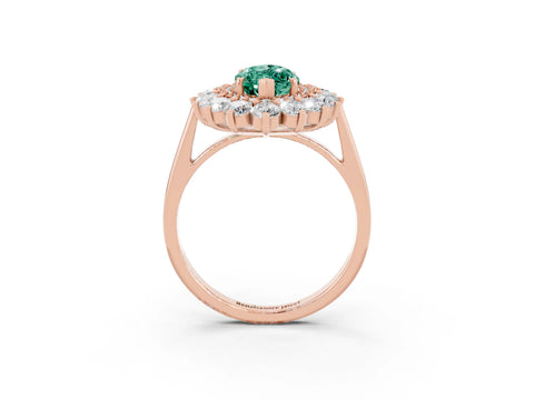 Rose gold Marquise Cut Halo Cluster Diamond Ring with Pave Band and Four-Prong Setting_3