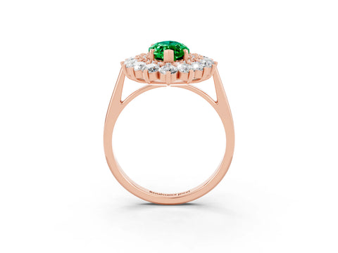 Rose gold Marquise Cut Halo Cluster Diamond Ring with Pave Band and Four-Prong Setting_3
