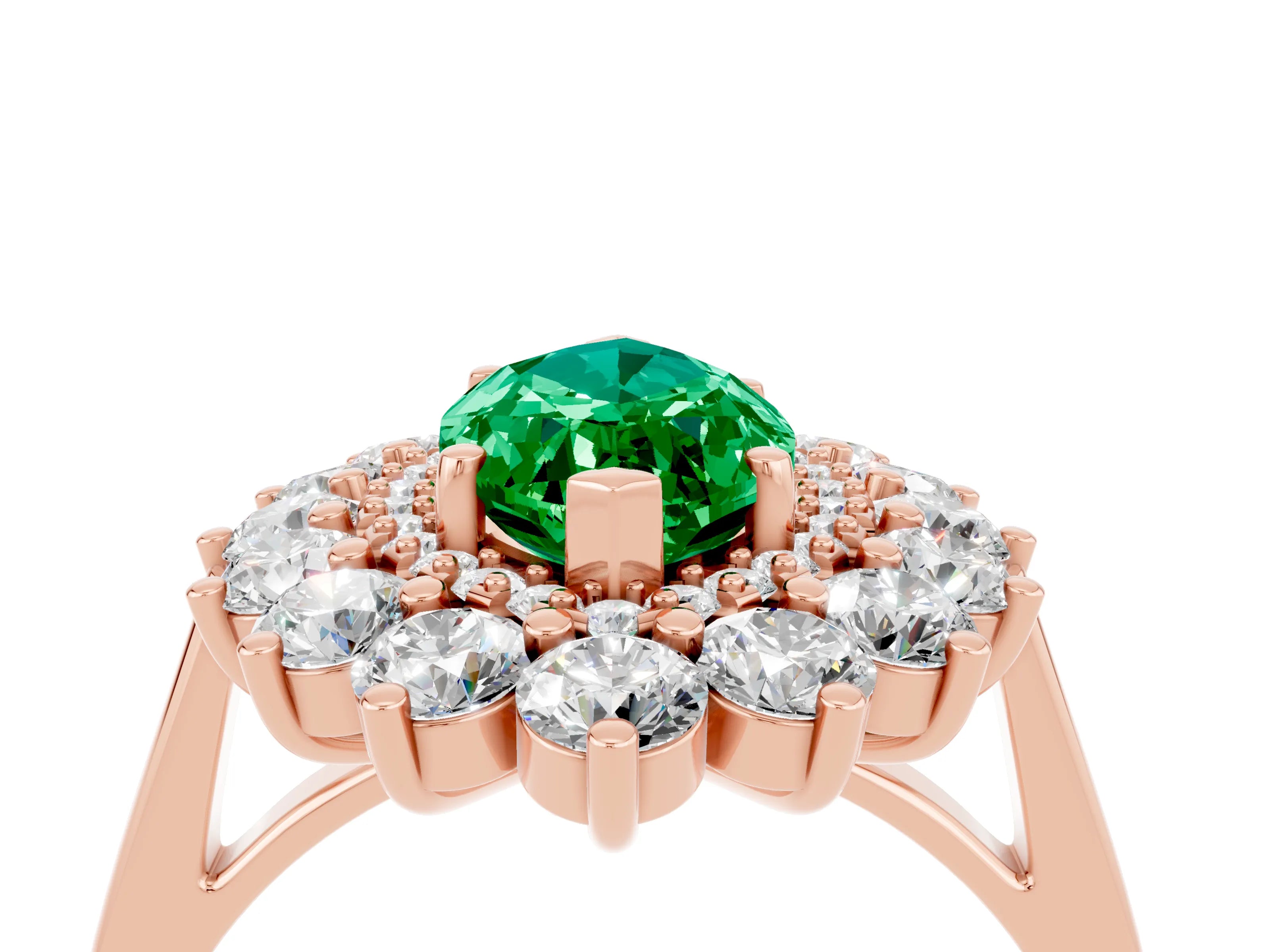 Rose gold Marquise Cut Halo Cluster Diamond Ring with Pave Band and Four-Prong Setting_4