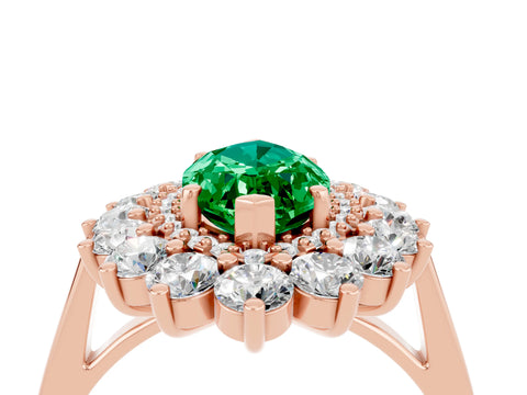 Rose gold Marquise Cut Halo Cluster Diamond Ring with Pave Band and Four-Prong Setting_4