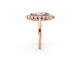 Rose gold Marquise Cut Halo Cluster Diamond Ring with Pave Band and Four-Prong Setting_5