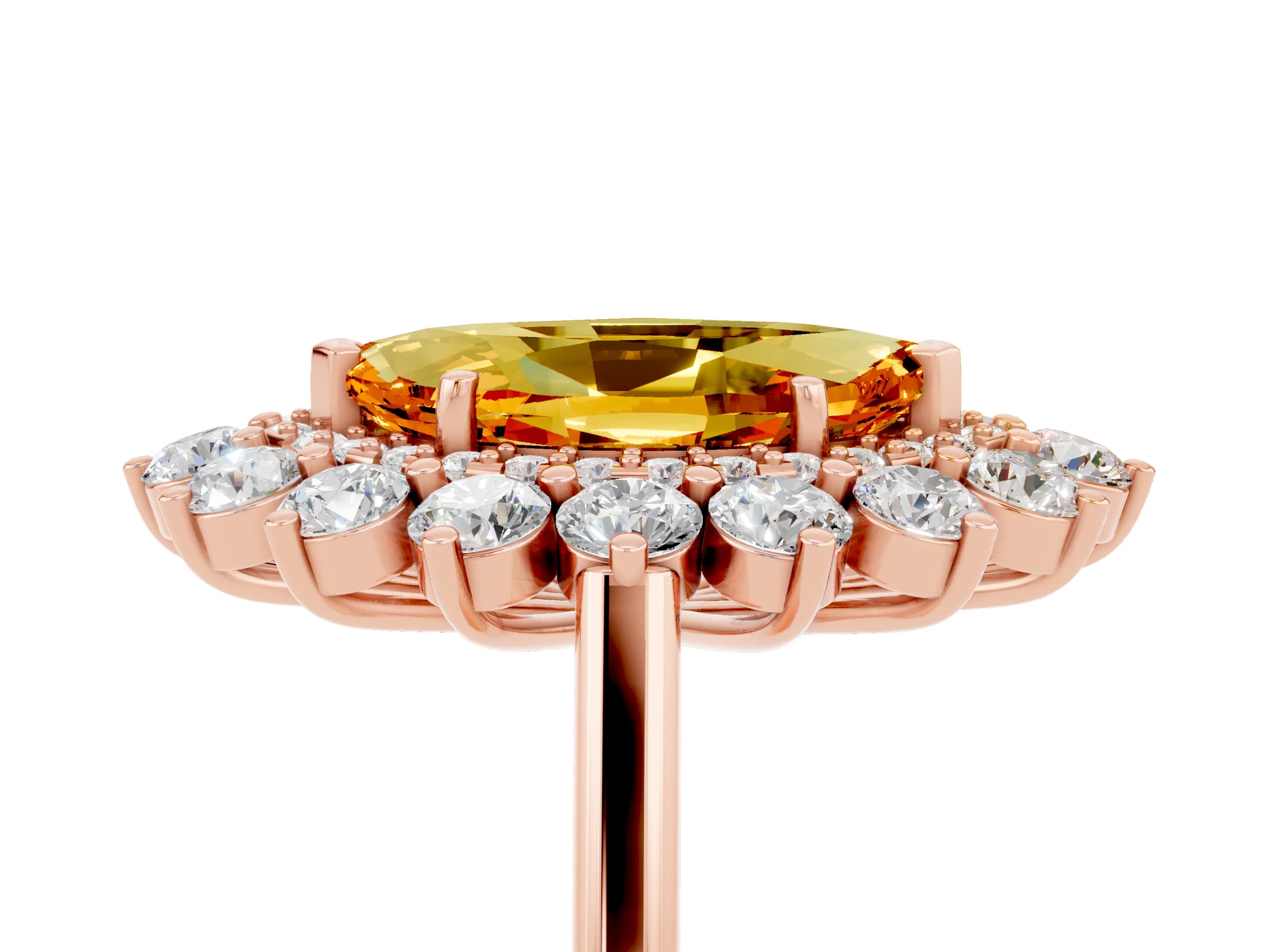 Rose gold Marquise Cut Halo Cluster Diamond Ring with Pave Band and Four-Prong Setting_5