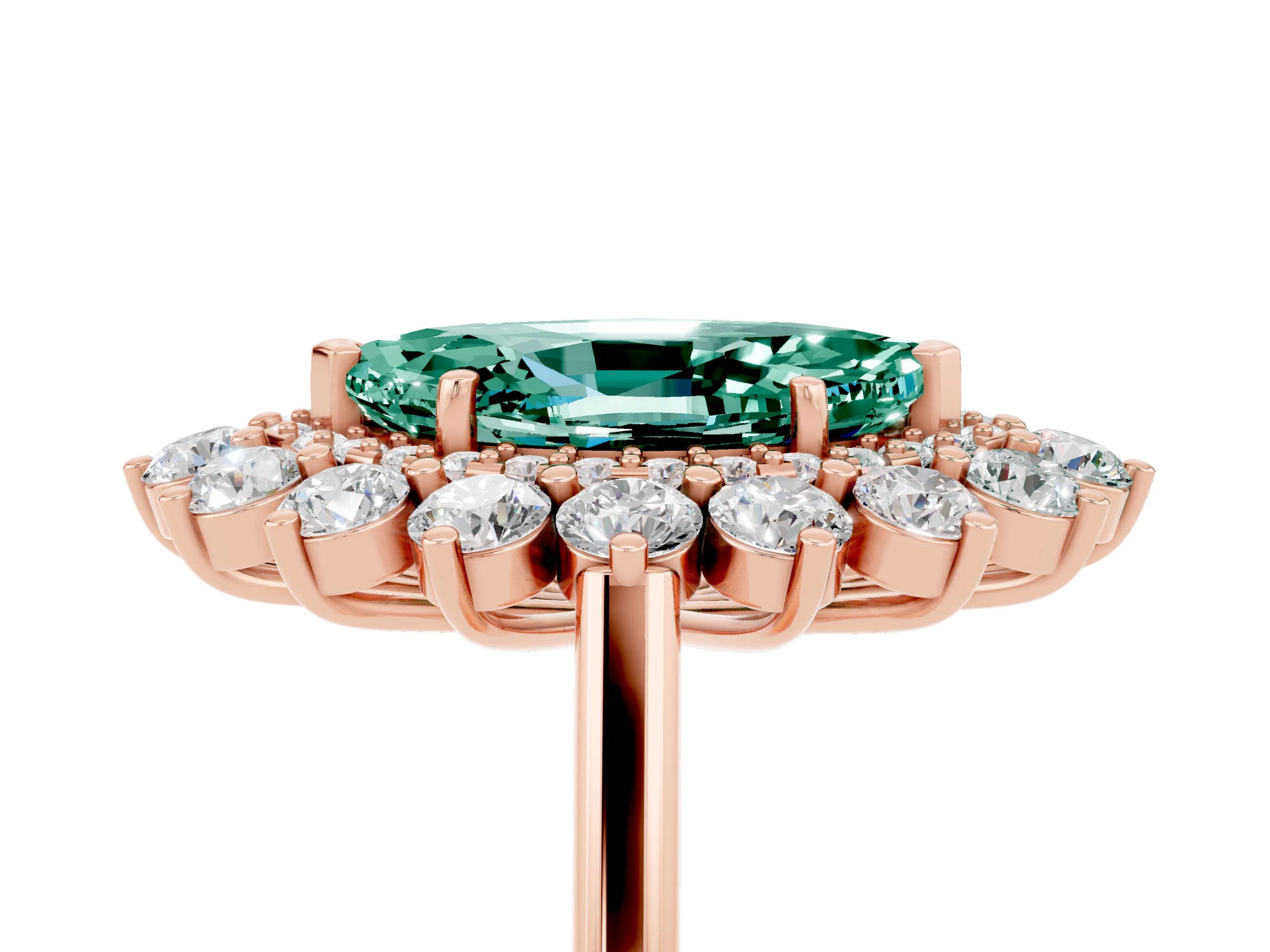 Rose gold Marquise Cut Halo Cluster Diamond Ring with Pave Band and Four-Prong Setting_5