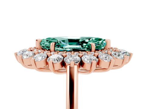 Rose gold Marquise Cut Halo Cluster Diamond Ring with Pave Band and Four-Prong Setting_5