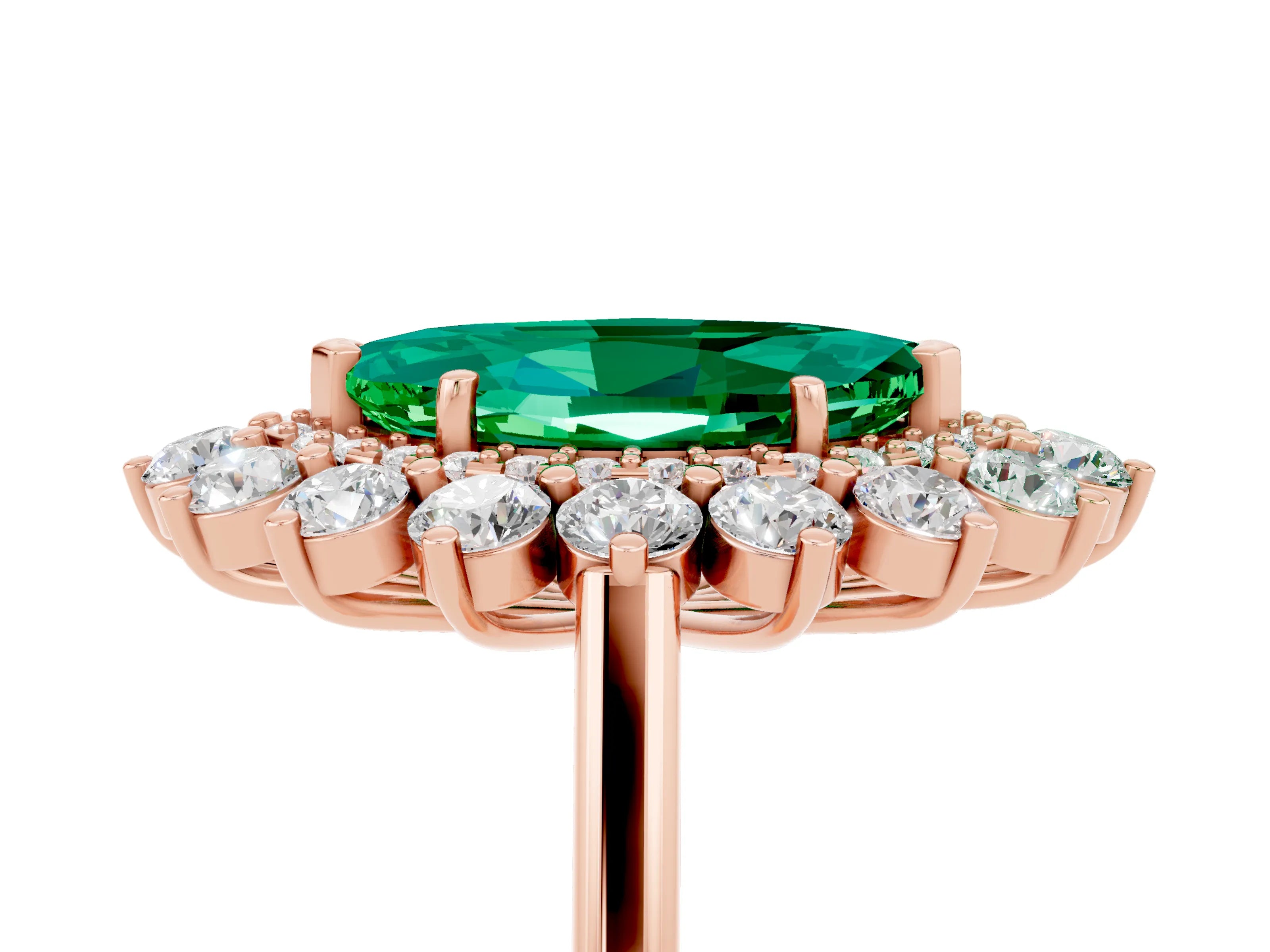 Rose gold Marquise Cut Halo Cluster Diamond Ring with Pave Band and Four-Prong Setting_5
