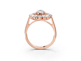 Rose gold Marquise Cut Halo Cluster Diamond Ring with Pave Band and Four-Prong Setting_6