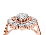 Rose gold Marquise Cut Halo Cluster Diamond Ring with Pave Band and Four-Prong Setting_7
