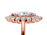 Rose gold Marquise Cut Halo Cluster Diamond Ring with Pave Band and Four-Prong Setting_8