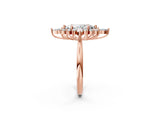 Rose gold Marquise Cut Halo Diamond Cluster Ring with Marquise and Round Stones on a White Gold Band with Prong Setting_17