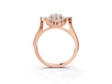 Rose gold Marquise Cut Halo Diamond Cluster Ring with Marquise and Round Stones on a White Gold Band with Prong Setting_18