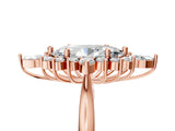 Rose gold Marquise Cut Halo Diamond Cluster Ring with Marquise and Round Stones on a White Gold Band with Prong Setting_20