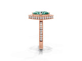 Rose gold Marquise Cut Halo Diamond Engagement Ring with Milgrain Pave Band and Four-Prong Setting_1