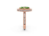 Rose gold Marquise Cut Halo Diamond Engagement Ring with Milgrain Pave Band and Four-Prong Setting_2