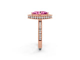 Rose gold Marquise Cut Halo Diamond Engagement Ring with Milgrain Pave Band and Four-Prong Setting_2