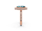 Rose gold Marquise Cut Halo Diamond Engagement Ring with Milgrain Pave Band and Four-Prong Setting_2
