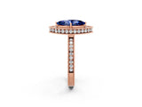 Rose gold Marquise Cut Halo Diamond Engagement Ring with Milgrain Pave Band and Four-Prong Setting_2