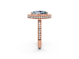 Rose gold Marquise Cut Halo Diamond Engagement Ring with Milgrain Pave Band and Four-Prong Setting_2