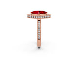 Rose gold Marquise Cut Halo Diamond Engagement Ring with Milgrain Pave Band and Four-Prong Setting_2