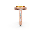 Rose gold Marquise Cut Halo Diamond Engagement Ring with Milgrain Pave Band and Four-Prong Setting_2