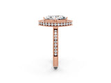 Rose gold Marquise Cut Halo Diamond Engagement Ring with Milgrain Pave Band and Four-Prong Setting_2