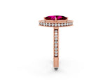 Rose gold Marquise Cut Halo Diamond Engagement Ring with Milgrain Pave Band and Four-Prong Setting_2