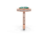 Rose gold Marquise Cut Halo Diamond Engagement Ring with Milgrain Pave Band and Four-Prong Setting_2