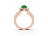 Rose gold Marquise Cut Halo Diamond Engagement Ring with Milgrain Pave Band and Four-Prong Setting_3