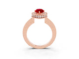Rose gold Marquise Cut Halo Diamond Engagement Ring with Milgrain Pave Band and Four-Prong Setting_3