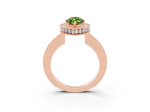 Rose gold Marquise Cut Halo Diamond Engagement Ring with Milgrain Pave Band and Four-Prong Setting_3