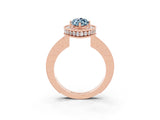 Rose gold Marquise Cut Halo Diamond Engagement Ring with Milgrain Pave Band and Four-Prong Setting_3