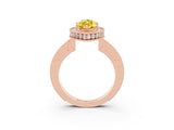 Rose gold Marquise Cut Halo Diamond Engagement Ring with Milgrain Pave Band and Four-Prong Setting_3