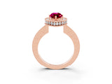 Rose gold Marquise Cut Halo Diamond Engagement Ring with Milgrain Pave Band and Four-Prong Setting_3