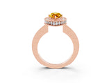 Rose gold Marquise Cut Halo Diamond Engagement Ring with Milgrain Pave Band and Four-Prong Setting_3