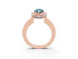Rose gold Marquise Cut Halo Diamond Engagement Ring with Milgrain Pave Band and Four-Prong Setting_3