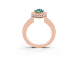 Rose gold Marquise Cut Halo Diamond Engagement Ring with Milgrain Pave Band and Four-Prong Setting_3