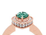 Rose gold Marquise Cut Halo Diamond Engagement Ring with Milgrain Pave Band and Four-Prong Setting_4