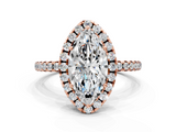 Rose gold Marquise Cut Halo Diamond Engagement Ring with Pave Band and Four-Prong Setting_19