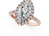 Rose gold Marquise Cut Halo Diamond Engagement Ring with Pave Band and Four-Prong Setting_20