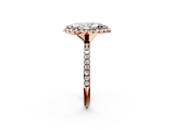 Rose gold Marquise Cut Halo Diamond Engagement Ring with Pave Band and Four-Prong Setting_21