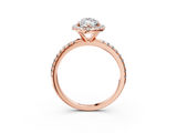 Rose gold Marquise Cut Halo Diamond Engagement Ring with Pave Band and Four-Prong Setting_22