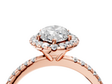 Rose gold Marquise Cut Halo Diamond Engagement Ring with Pave Band and Four-Prong Setting_23