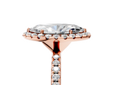 Rose gold Marquise Cut Halo Diamond Engagement Ring with Pave Band and Four-Prong Setting_24
