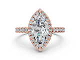 Rose gold Marquise Cut Halo Diamond Engagement Ring with Pave Band and Four-Prong Setting_41