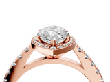 Rose gold Marquise Cut Halo Diamond Engagement Ring with Pave Band and Four-Prong Setting_45