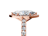 Rose gold Marquise Cut Halo Diamond Engagement Ring with Pave Band and Four-Prong Setting_46