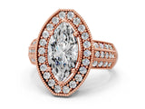 Rose gold Marquise Cut Halo Diamond Engagement Ring with Pave Split Shank and Four-Prong Setting_3