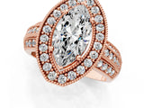 Rose gold Marquise Cut Halo Diamond Engagement Ring with Pave Split Shank and Four-Prong Setting_4
