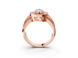 Rose gold Marquise Cut Halo Diamond Engagement Ring with Pave Split Shank and Four-Prong Setting_6